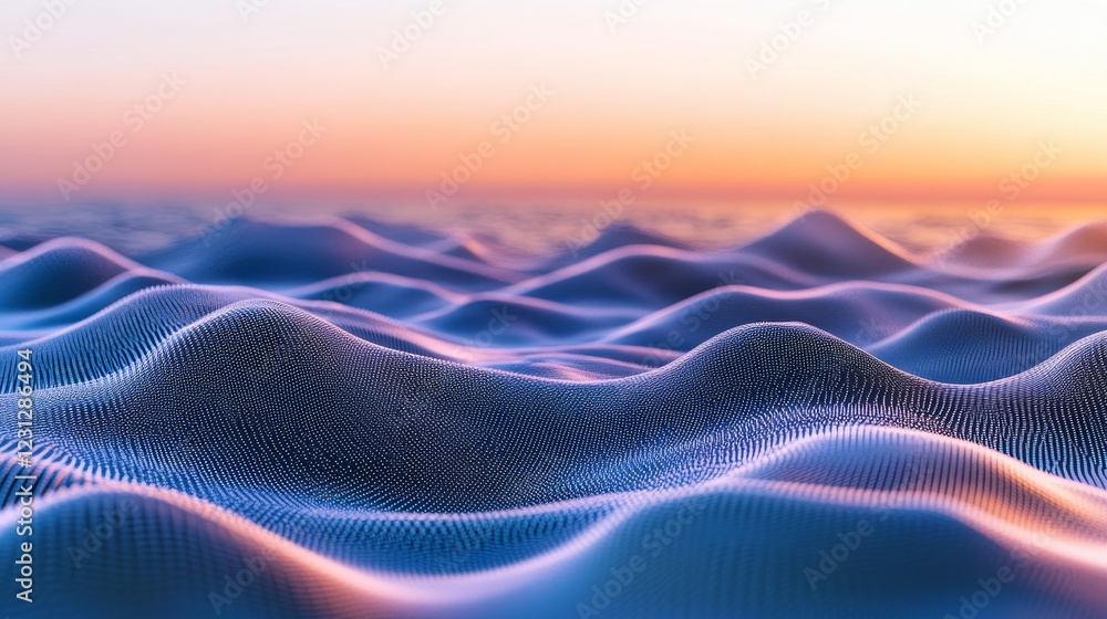 Poster this stunning abstract image showcases smooth wavy textures at sunrise, creating a serene atmosphere