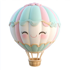 Fototapeta premium adorable kawaii hot air balloon character isolated