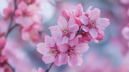 Soft Pink Cherry Blossoms in Springtime
