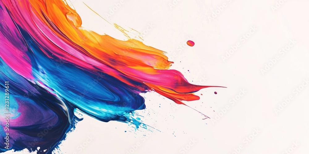 Poster colorful abstract paint strokes create a dynamic and vibrant composition on canvas, showcasing bold 