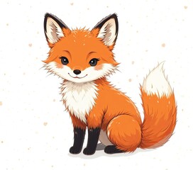 Obraz premium Cute fox on isolated white background in scandinavian style
