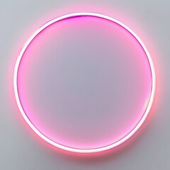 Neon Pink Circle Light on Minimalist White Wall for Modern Interior Design and Creative Art Concepts