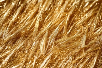 Fototapeta premium Golden Straw Close-Up Texture Background of Dried Wheat and Hay in Serene Summer Field