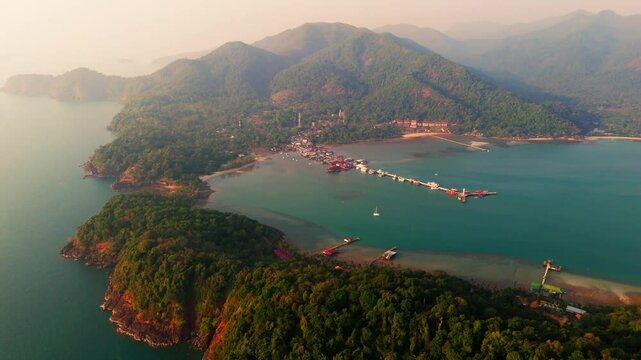 koh chang Island in the gulf of Thailand aerial view at sunset travel destination tropical paradise Asia