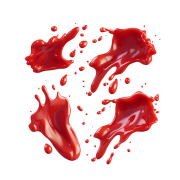 Set of red tomato ketchup splatters 