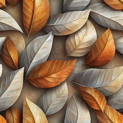 Harmonious Abstract 3D Leaf Pattern with Tranquil Earthy Palette