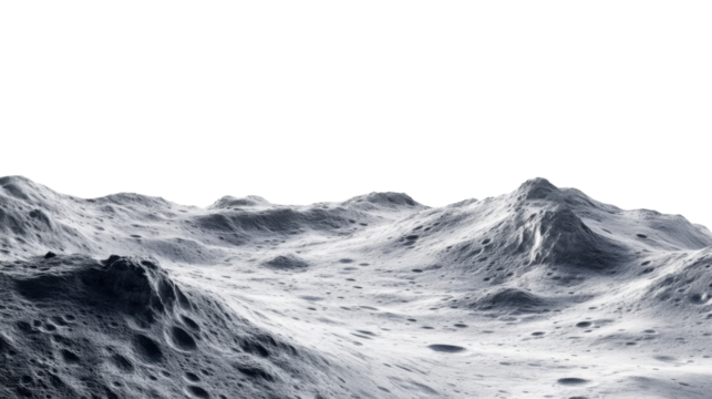 Moon surface with transparent background for design