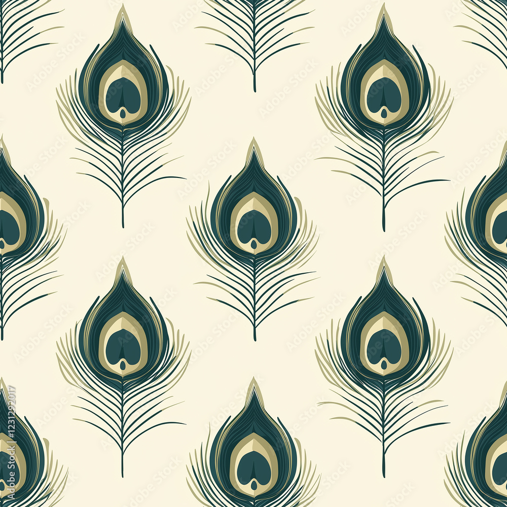 Poster intricate peacock feather pattern design textile art nature inspired minimalistic background close-u