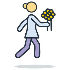 Minimalist Illustration of a Person Offering Flower