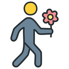 Minimalist Illustration of a Person Offering Flower