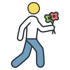 Minimalist Illustration of a Person Offering Flower