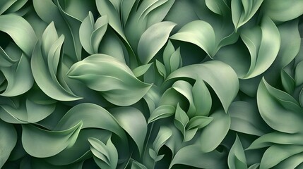 Captivating Layered Fronds in a Seamless Abstract Decorative 3D Leaves Pattern Background