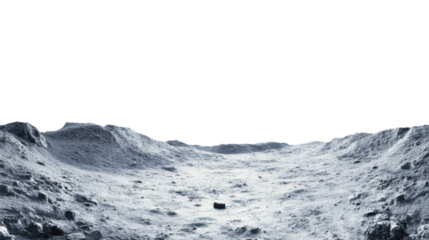 Desolate lunar landscape showing hills and transparent background