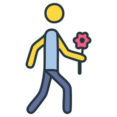 Minimalist Illustration of a Person Offering Flower