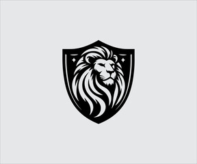 Lion head shield logo design vector template. Creative lion head logo design.