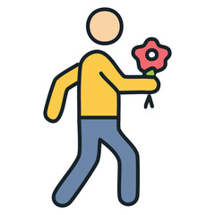 Minimalist Illustration of a Person Offering Flower