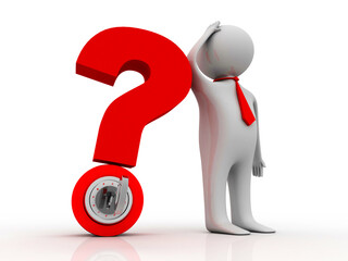 3d rendering business leadership holding question mark
