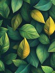 Seamless Lush Green Botanical Abstract Leaves Pattern Decorative Background Vivid Digital
