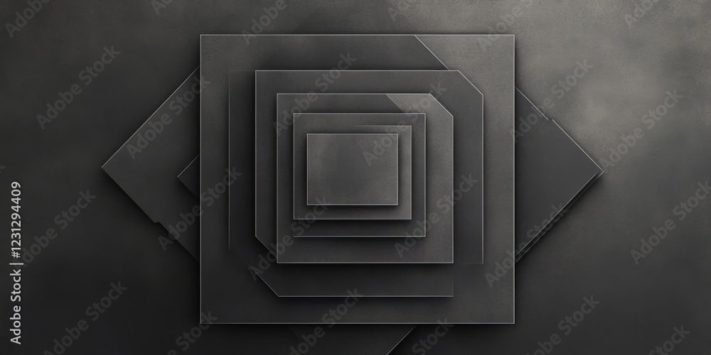 Poster dark abstract geometric layers forming a minimalist 3d effect with subtle texture, perfect for moder