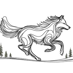 Obraz premium Running wolf illustration against a white background