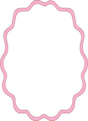 Hand drawn whimsical oval frames collection in coquette style graphic set light pink pastel color style