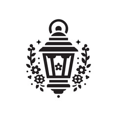 Modern Lantern With Vine Icon Vector Art Illustration
