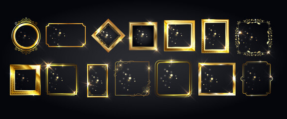 Realistic golden frame, Golden luxury frame, Golden frame