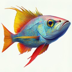 Fototapeta premium Realistic Bluefin Trevally Fish Illustration Vibrant Aquatic Ocean Art