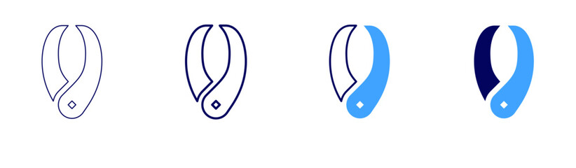 Calipers icon in 4 different styles. Thin Line, Line, Bold, and Bold Line. Duotone style. Editable stroke