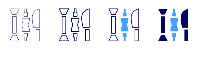 Ceramic tools icon in 4 different styles. Thin Line, Line, Bold, and Bold Line. Duotone style. Editable stroke