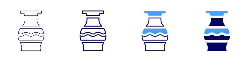 Pottery for garden icon in 4 different styles. Thin Line, Line, Bold, and Bold Line. Duotone style. Editable stroke