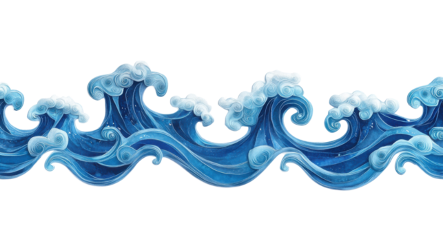 Dynamic ocean waves with transparent background