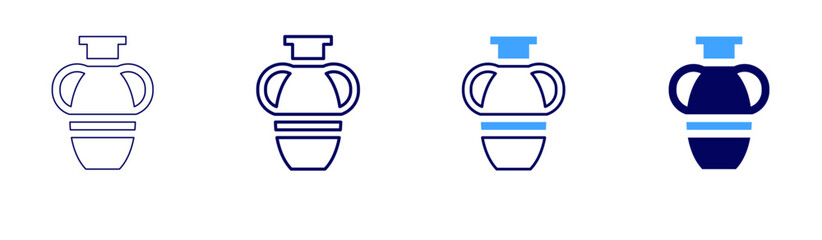 Raku pottery icon in 4 different styles. Thin Line, Line, Bold, and Bold Line. Duotone style. Editable stroke