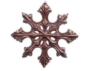 Intricate six pointed snowflake design with fine details, showcasing vintage aesthetic. Perfect for winter themed decor or holiday crafts