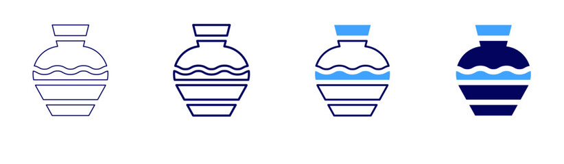 Stoneware pottery icon in 4 different styles. Thin Line, Line, Bold, and Bold Line. Duotone style. Editable stroke