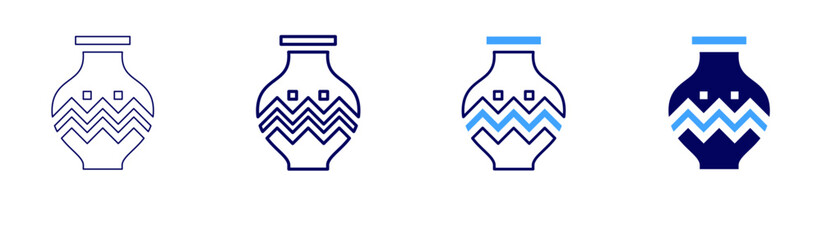 Underglaze pottery icon in 4 different styles. Thin Line, Line, Bold, and Bold Line. Duotone style. Editable stroke