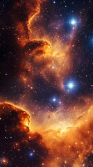 Naklejka premium Cosmic Splendor Swirling Galaxy and Nebula Backdrop with Luminous Stars