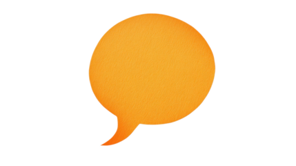Bright orange speech bubble on transparent background