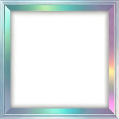 Minimalist Holographic Frame Square Border on White Background