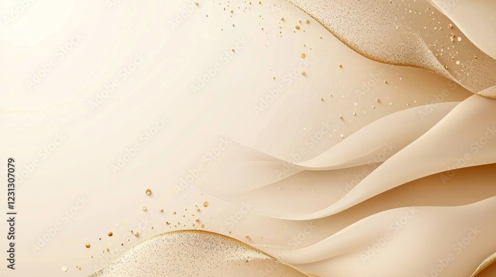 Poster delicate layers of beige fabric create a soothing gradient, complemented by gentle sparkles that evo