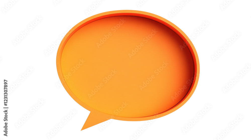 Poster orange speech bubble floating on transparent background representing communication
