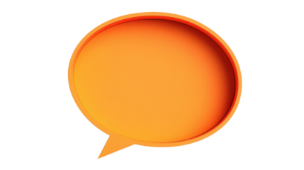 Orange speech bubble floating on transparent background representing communication