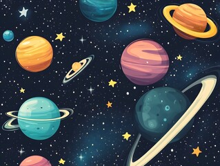 Fototapeta premium Seamless Intergalactic Space and Stars Pattern Background for Cosmic
