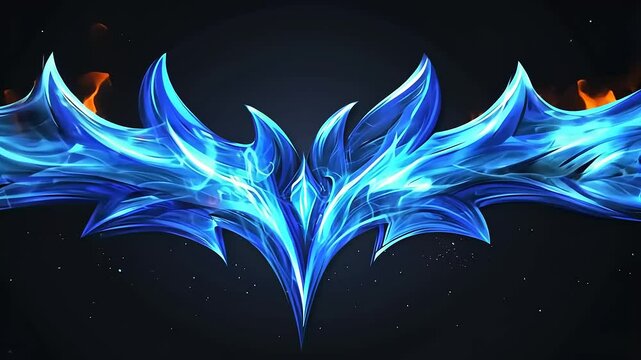 Vibrant Blue Abstract Flames with Intricate Design Elements