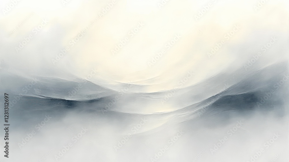 Poster abstract soft white gray background with fluid waves and gentle light