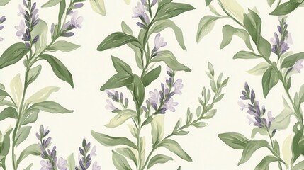 Lavender Blossom Artwork, Hand-drawn lavender flowers, green shades, olive undertones, botanical theme, transparent background