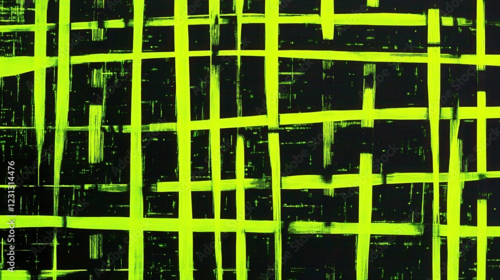 Aufkleber neon green abstract grids, dynamic digital design featuring intricate patterns, ideal for modern int