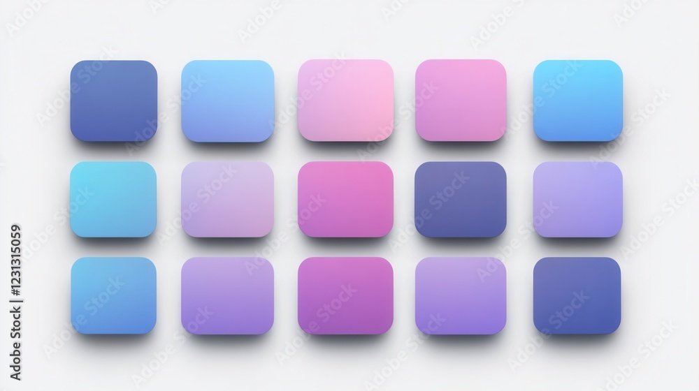 Aufkleber overlapping blue and purple gradient squares, vibrant abstract design with a transparent background,