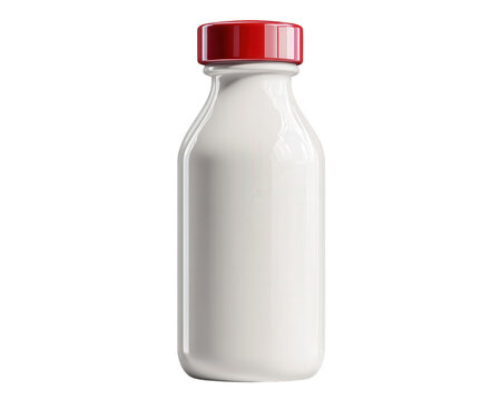 milk bottle with red cap featuring retro style design, isolated on transparency background. This classic container evokes nostalgia and simplicity