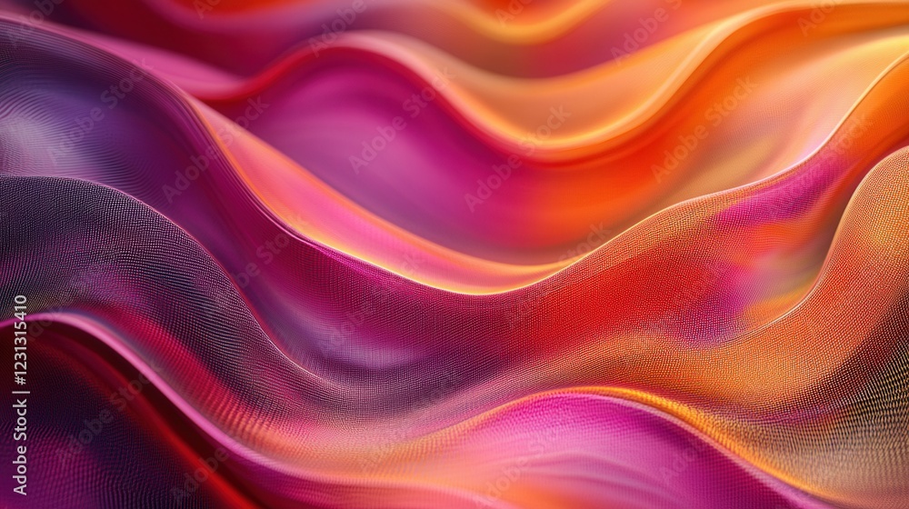 Poster vibrant wave patterns, abstract lines create dynamic movement and energy in a spectrum of bright col